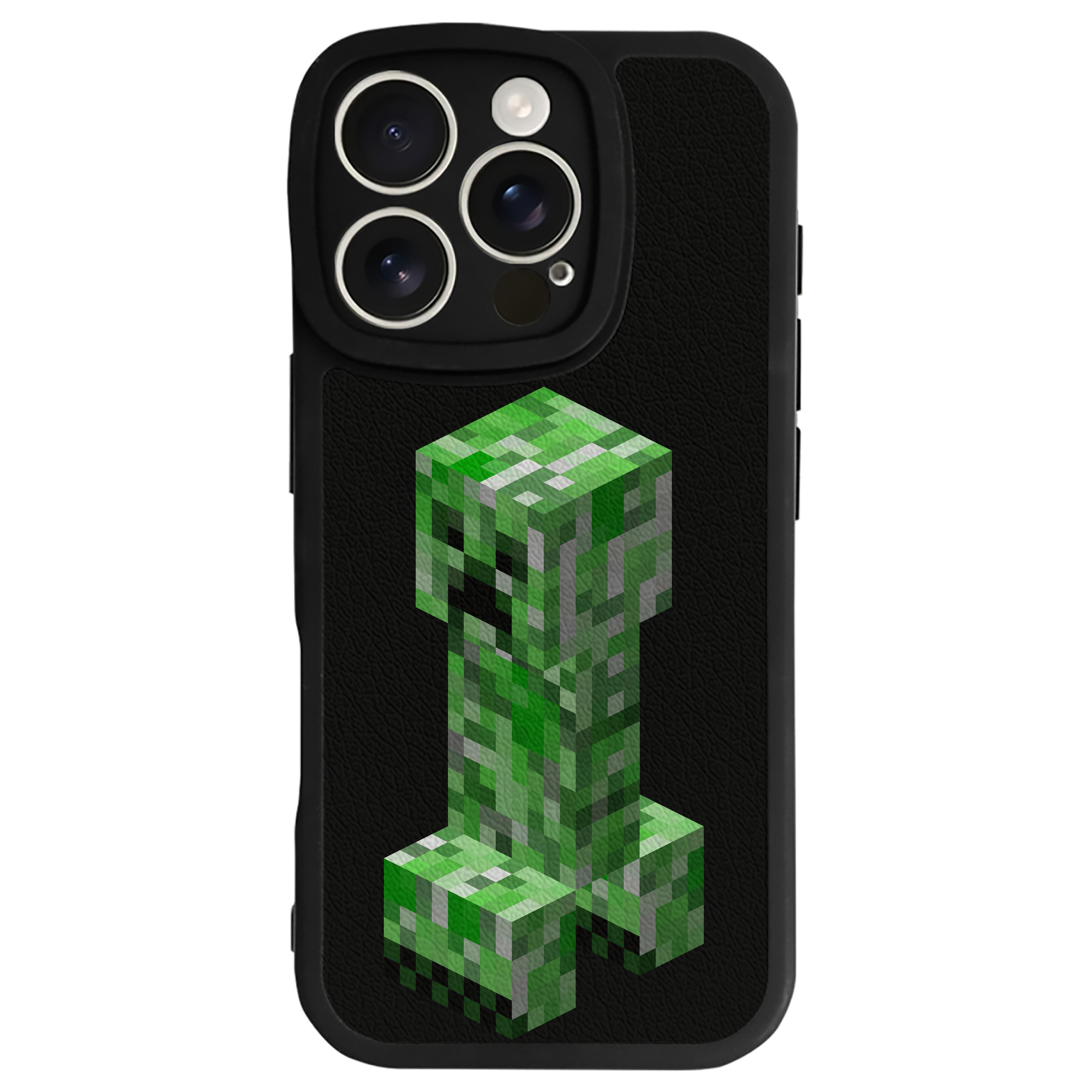 （画像用） マインクラフト ブロックの世界 Minecraft MC Block world 【iPhone 16シリーズ対応】シリコンスマホケース（レザー調） 材質：シリコン